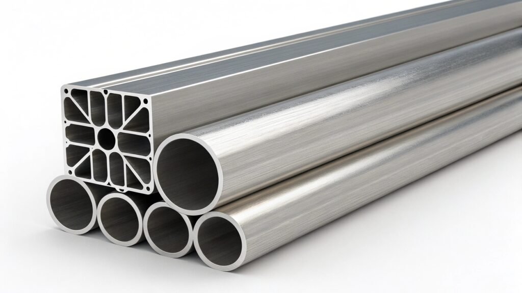 alt with keywords: cross-section of a round aluminum tube highlighting its hollow structure